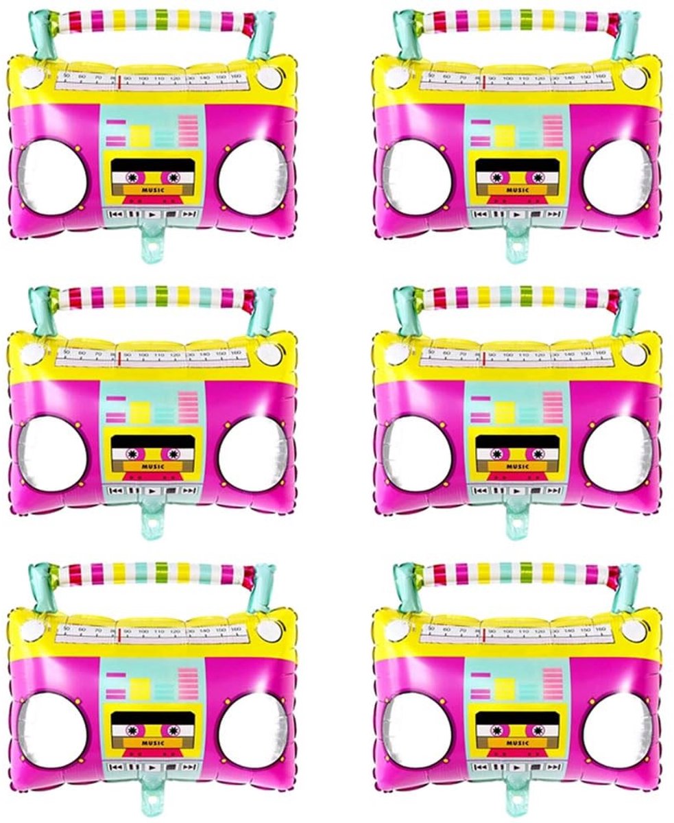 Dailygoods- Boombox 62 cm - Opblaasbare Feestdecoratie - Jaren 80/90 Thema - Kettingschakelballonnen - Aluminiumfolie - 6 Stuks - Feestballonnen