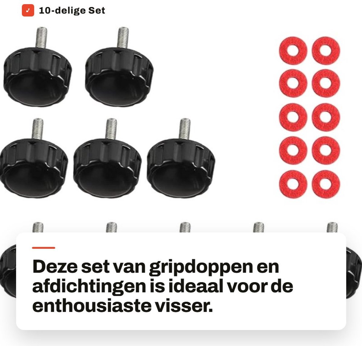 Dailygoods- Spinmolenhandgreepkap 10-delige set - Afdichtingen - Tuimelaarafdekking - Afstandhouder - Visaccessoires - Robuuste constructie