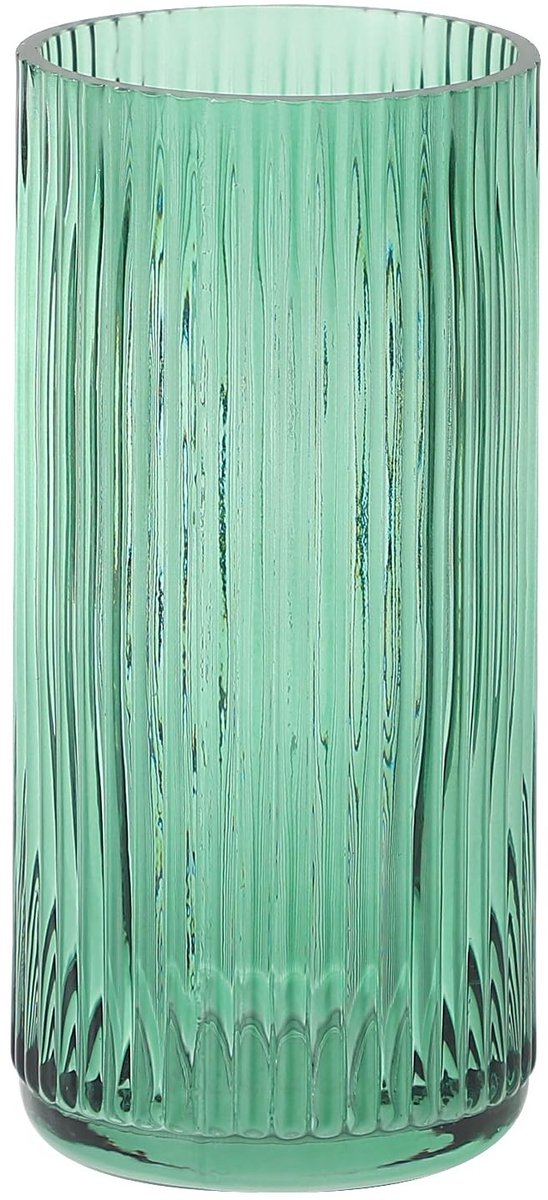 Moderne Ribbelglas Vaasje in Groen voor Bloemenboeketten, Perfect voor Slaapkamer, Woonkamer en Kantoor, 20 cm Hoog
