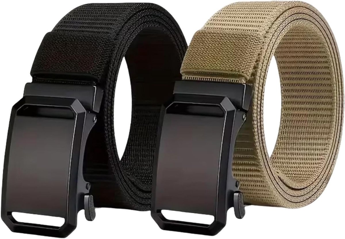 Nylon Riem - Herendriemen - Casual Dragen - Automatische Gesp - 34 cm Breed - Zwart