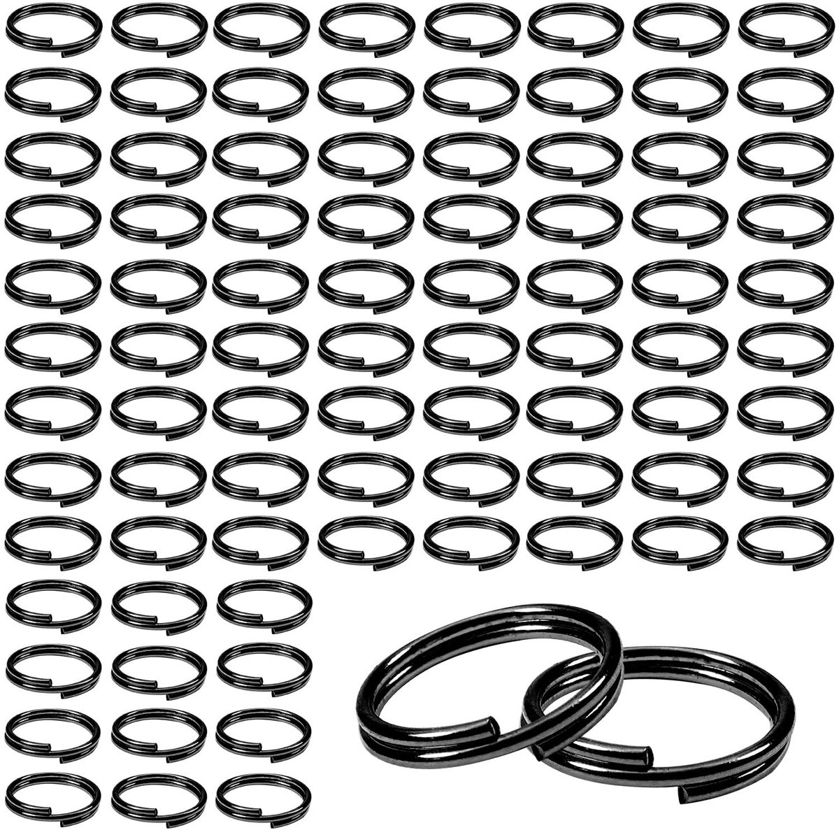 Dailygoods- Splitringen 150 Stuks - Dubbele Verbindingsringen - 10 mm Metaal - Zwart - Sieraden Ringen - Kunststof Doos Inclusief - Sieradenringen