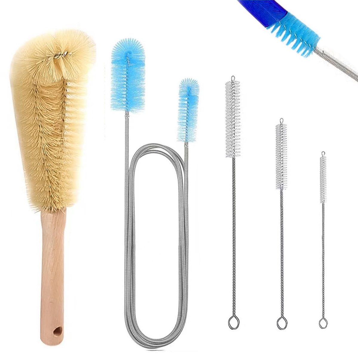 Dailygoods- Slangborstel Roestvrij staal - Afvoerborstel - Pijpenreiniger - Lange Slangreiniger - Geschikt voor CPAP-slangtypes - Onmisbaar voor keuken en aquarium onderhoud