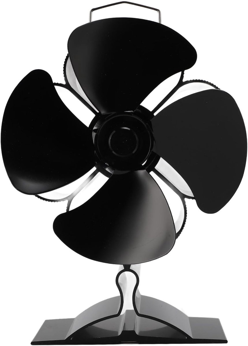 Houtkachel Ventilator - Warmte Ventilator - Warmte Verspreiden - Automatische Start - 4 Bladen - Zwart
