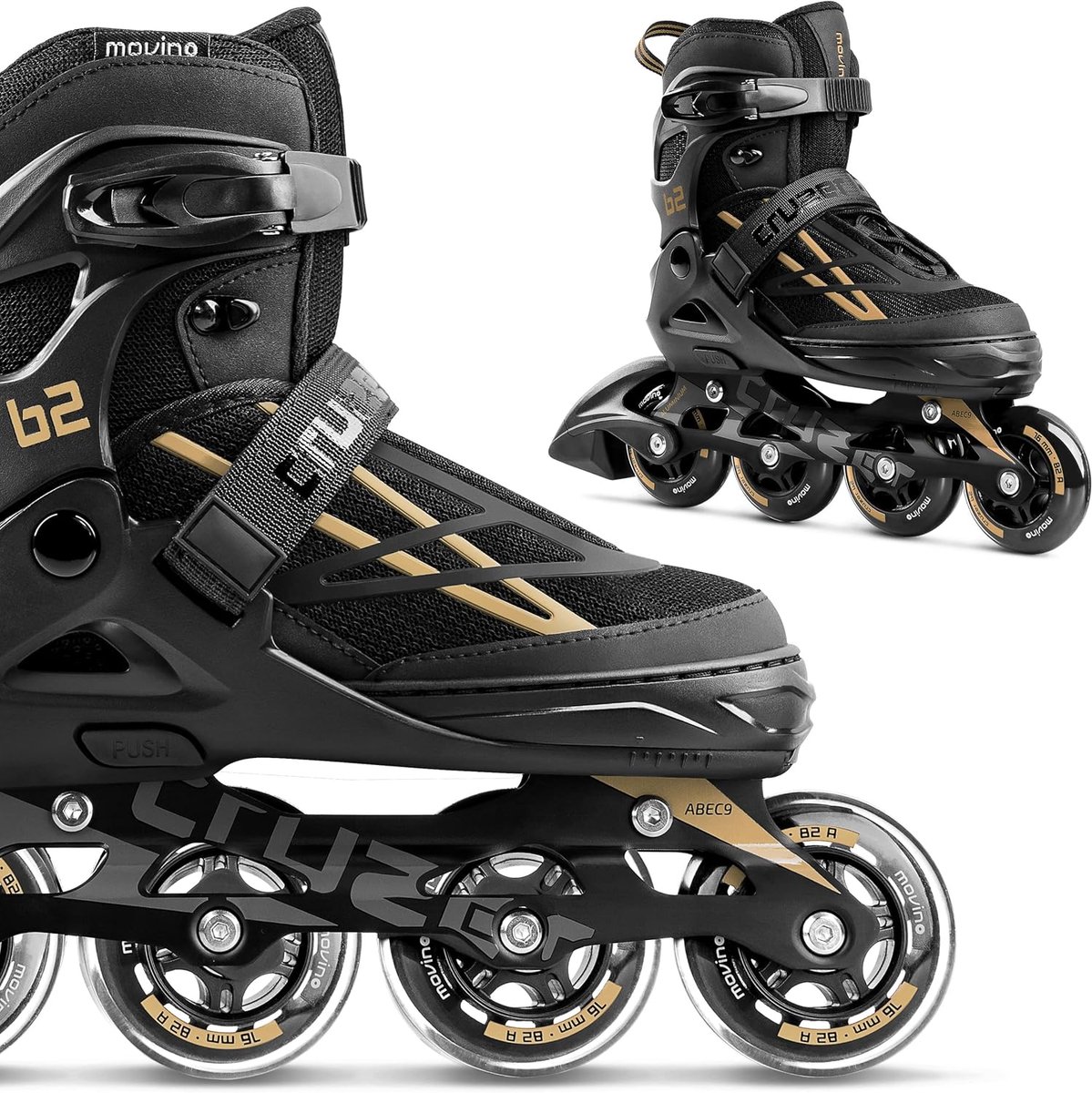 Inlineskates Verstelbaar - Rolschaatsen Kinderen - Actief Buiten - Aluminium Frame - Maat 38-41 - Goud