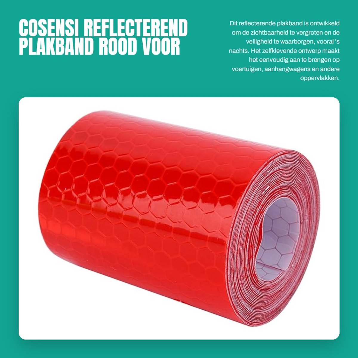 Dailygoods- Reflecterend Plakband Waterdicht - Zelfklevend Veiligheidsband - Rood - Reflector/Waarschuwingsband - Hoge Zichtbaarheid - 5 cm x 1,5 m
