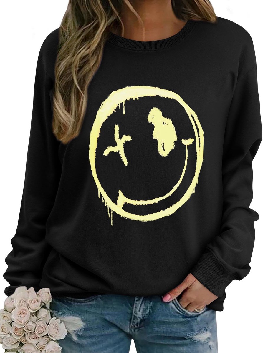 Dailygoods- Dames Sweatshirt Lange Mouwen - Ronde Hals - Grafische Print - Casual Stijl - Zacht en Comfortabel - Elegante Blouse Tops - Trui