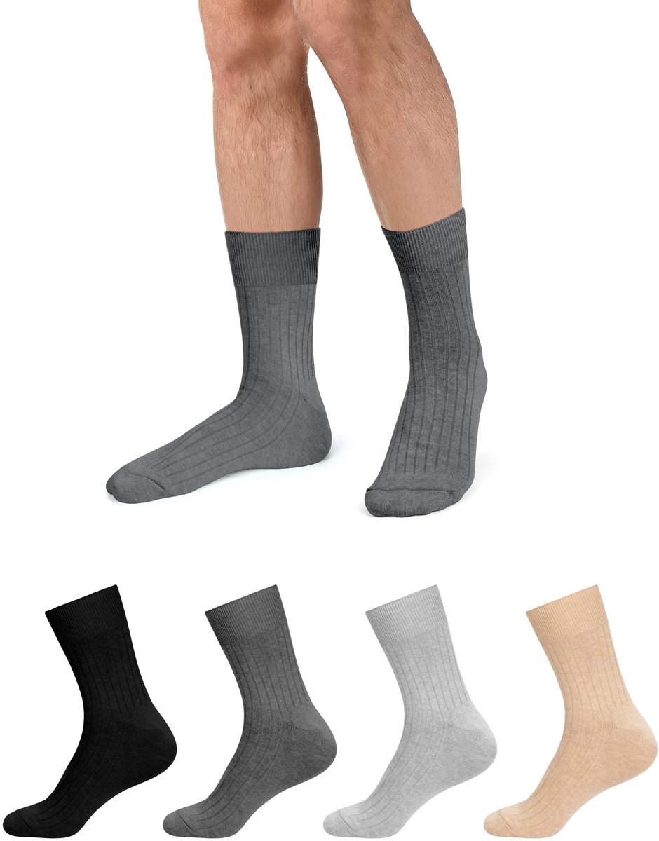 Dailygoods - Kiiwah 4 paar herensokken, lang, 39-42, 43-46, 47-50, 76% katoen, sokken voor heren, dagelijks gebruik, werk, sport