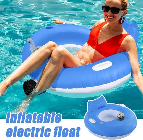 Elektrisch Zwembadvlot - Opblaasbaar eiland - Ontspannen op water - Geïntegreerde motor - 101 cm opgeblazen - Blauw — afbeelding 4