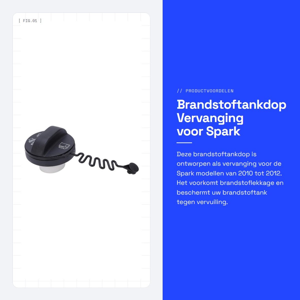Dailygoods- Tankdop Vervanging - Brandstoftankafdekking - Voorkomt Brandstoflekkage - Eenvoudige Installatie - Betrouwbaar - Geschikt voor GM Spark 2010-2012 - Brandstoftankdop
