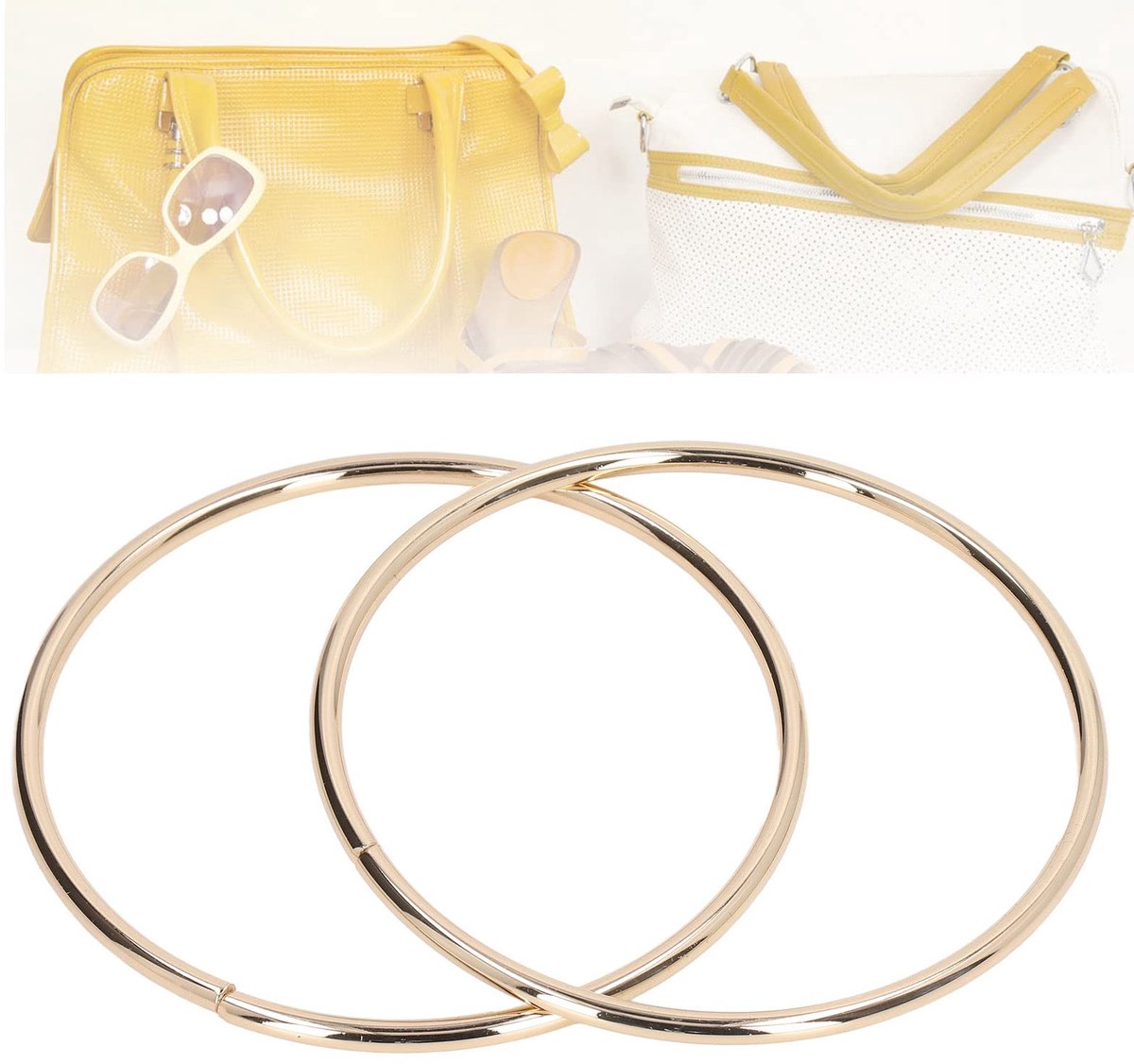 Dailygoods- Handtashandvatten Glanzend - Ronde Handgrepen - IJzermateriaal - Duurzaam - DIY-Oornamenten - Geschikt voor Handtassen