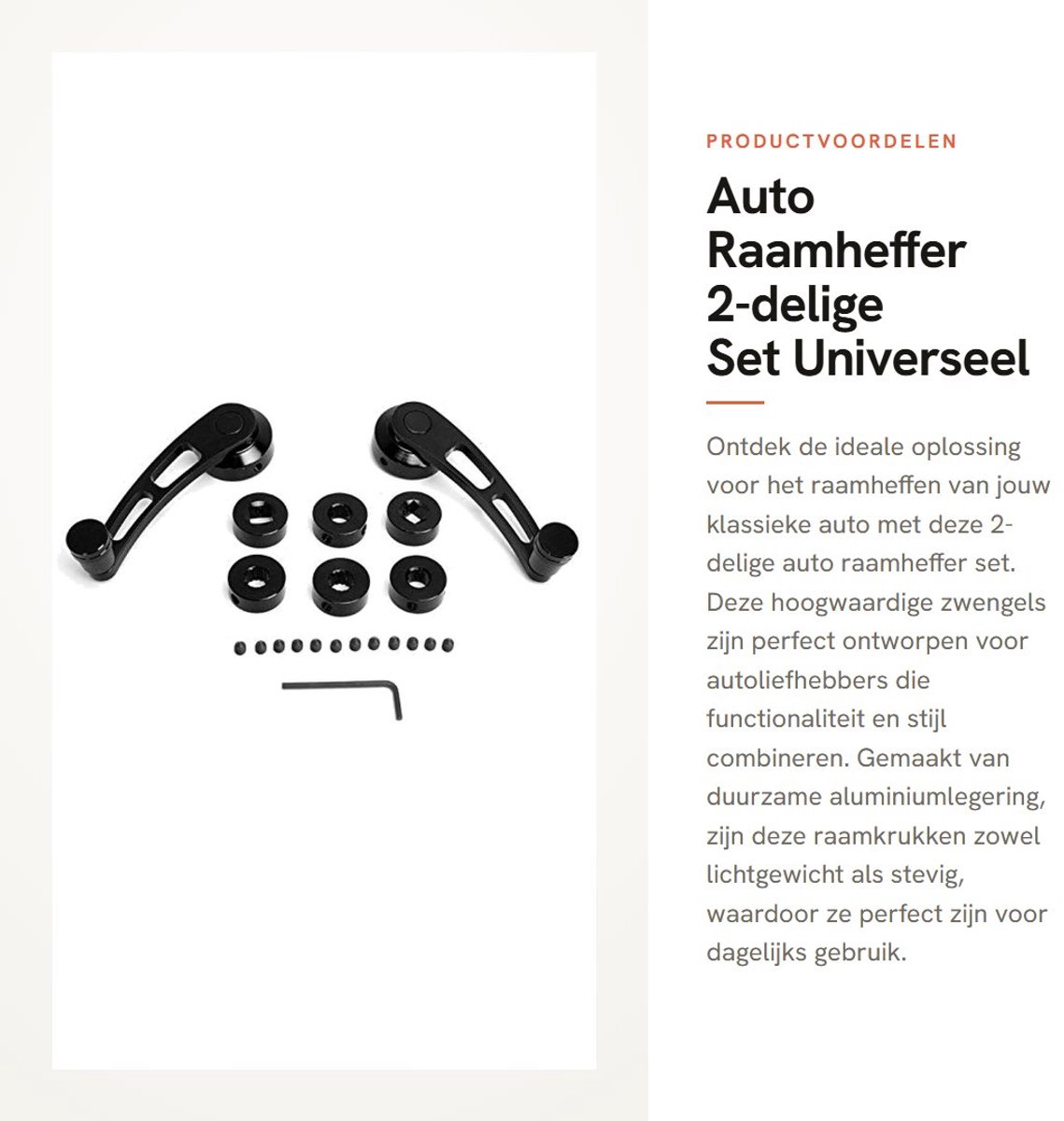 Dailygoods - Auto Raamheffer - 2-delige Set - Universeel voor Klassieke Auto's - Zwart - Raamkrukken - Hoogwaardige Aluminiumlegering - Inclusief Acce...