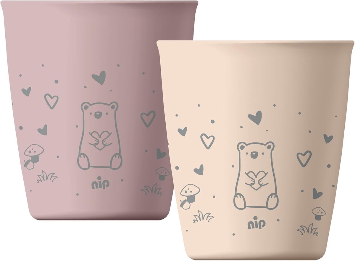 Drinkbeker Kinderen - Babybeker Tuitbeker - Zelfstandig Drinken Leren - Gemaakt van hernieuwbare grondstoffen - 2 stuks 250 ml - Roze