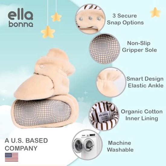 Babyslofjes van fleece - Antislip schoentjes - Koude voeten voorkomen - Flexibele zool - 0-36 maanden - Grijs — afbeelding 3