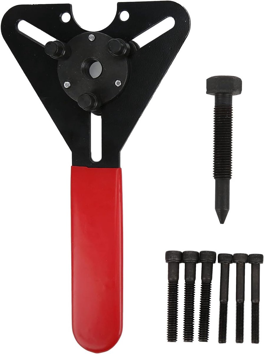 Koppelingsgereedschap Airco - Reparatieset Compressor - Onderhoud Auto - Verstelbare Driebout Sleutel - 7 Bouten - Zwart