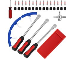 Bandenwisselset 3-delig - Hefboom en lepels - Band reparatie - Met velgbescherming - 295 mm lengte - Zilver