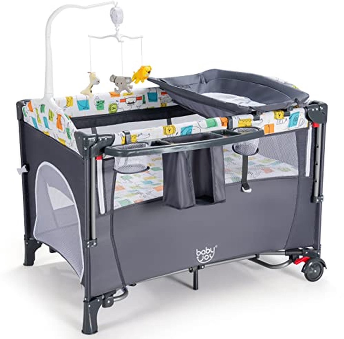 Babyreisbed - Kinderbed - Veilig Slapen - Verstelbare Hoogtes - 125 x 65 cm - Grijs