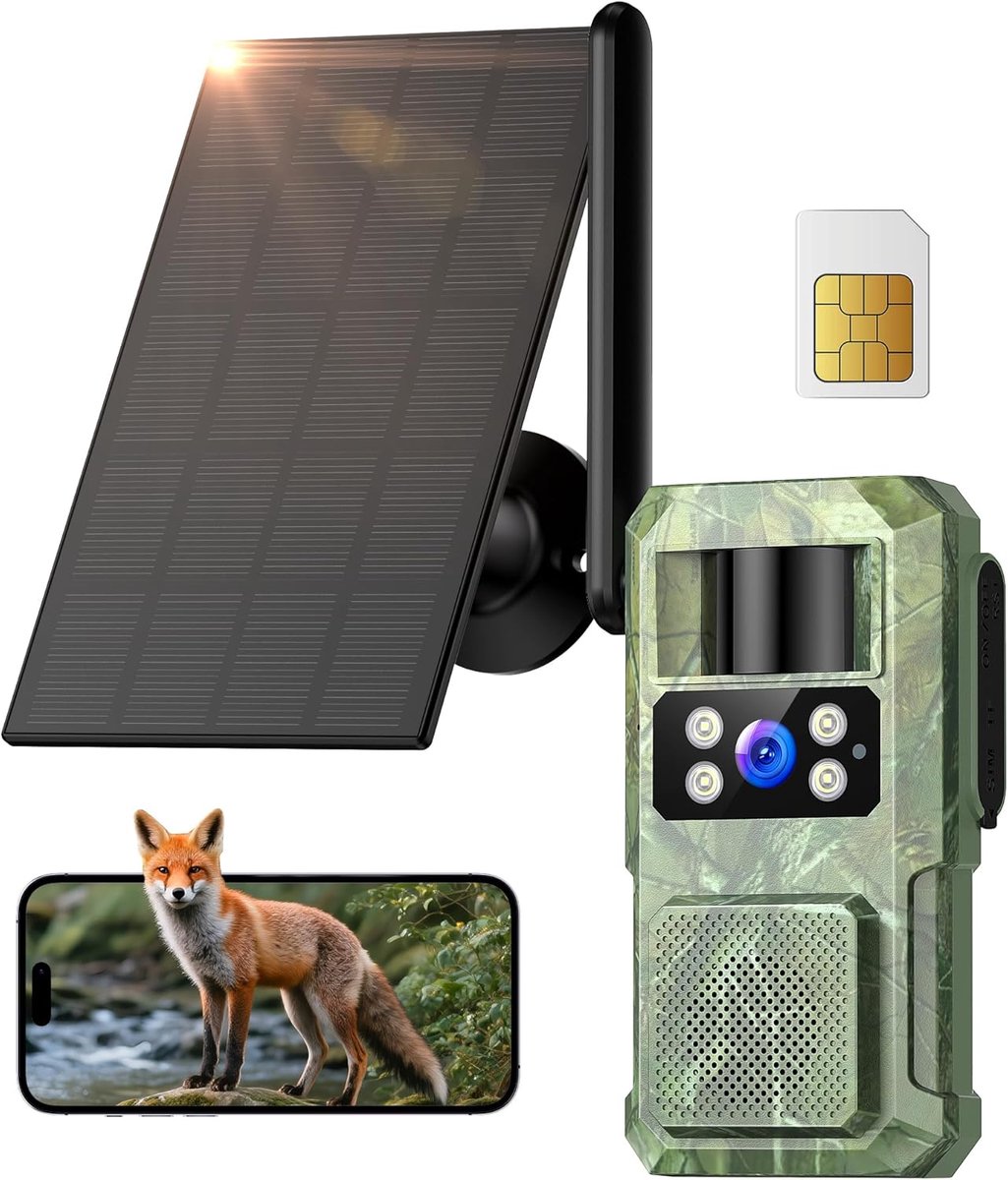 4G LTE Wildcamera - Bewakingscamera Buiten - Natuur Observatie - Zonne-energie & Accu - 27K HD Resolutie - Groen