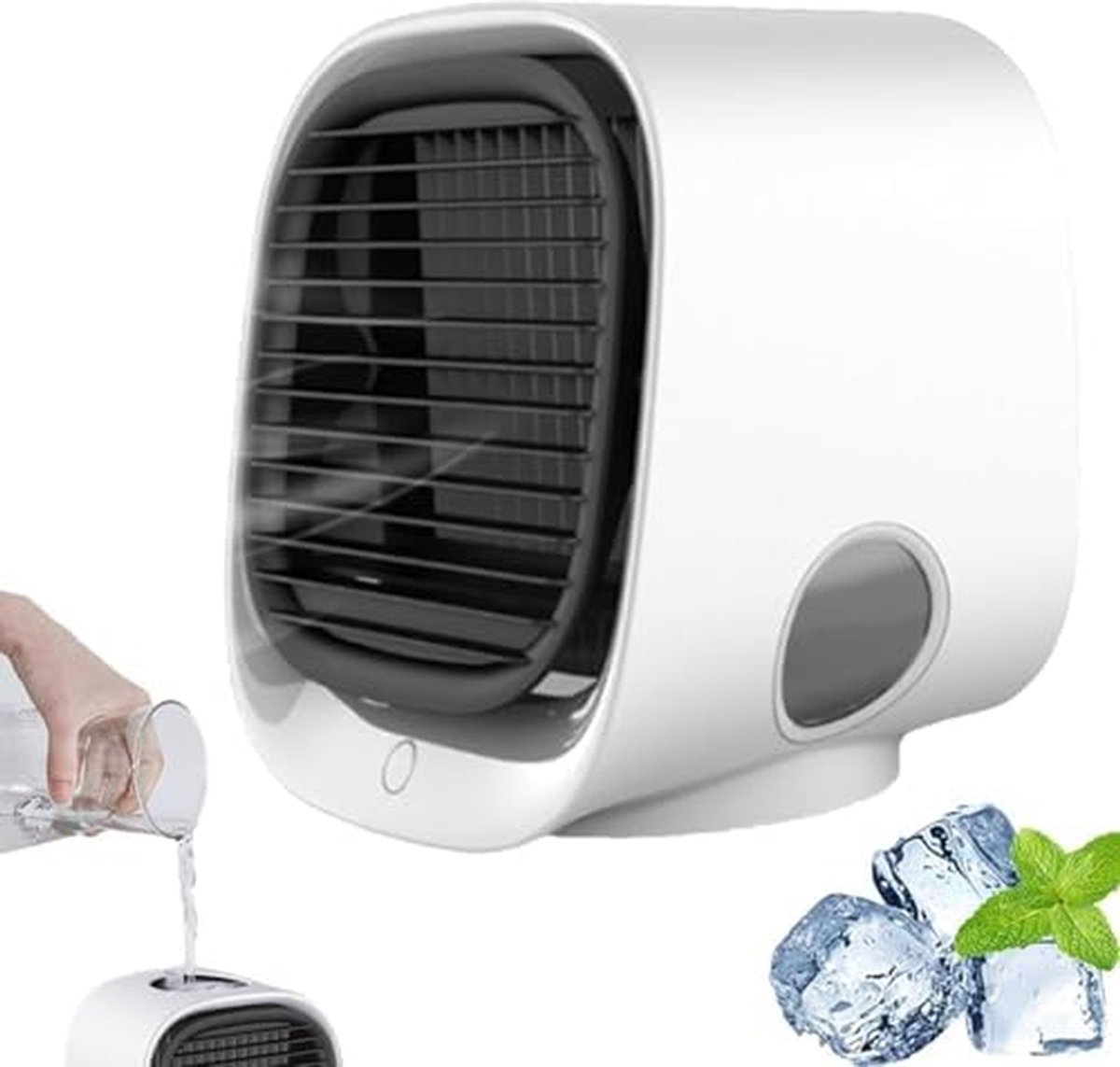 Draagbare Luchtkoeler - Mini Ventilator - Persoonlijke Koelte - Stille Verdampingstechnologie - 17 x 16 x 15 cm - Roze