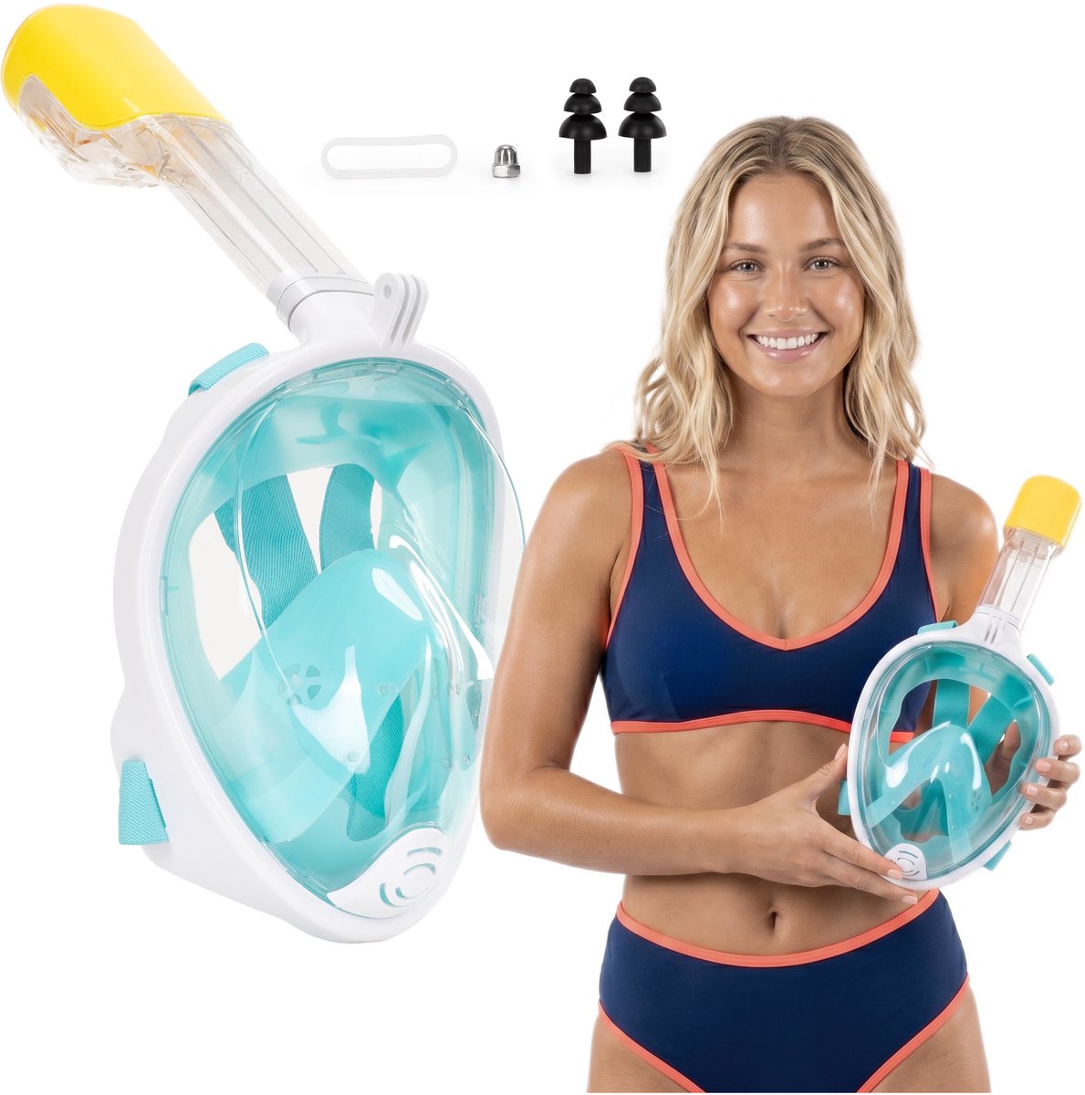 Aquaget® Snorkelmasker - Duikmasker - Duikbril - Snorkel - Face Masker - L/XL - Transparant