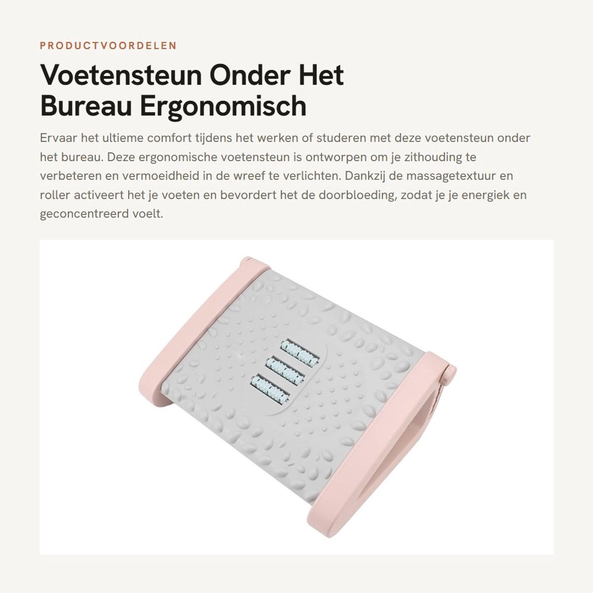 Dailygoods- Voetensteun Ergonomisch - 6 Hoogteverstellingen - Massagetextuur/Roller - Stabiel/Stevig - Verlicht Wreefvermoeidheid - Voor Kantoor/Thuis