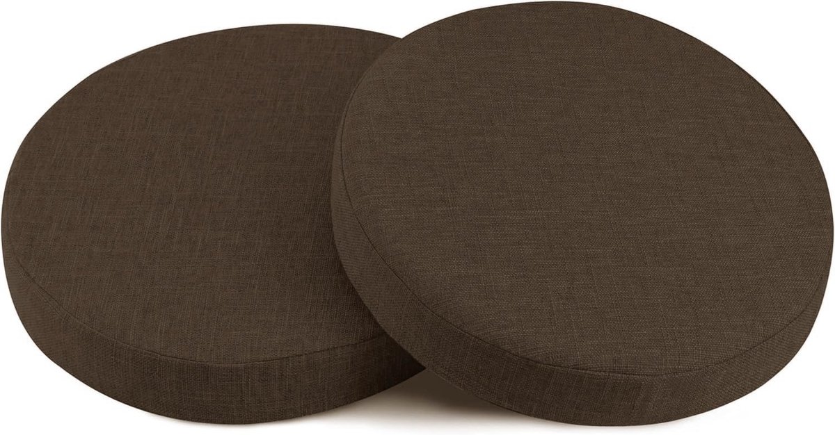 Ronde Kussens - Zitkussens - Comfortabel Zitten - Afneembare Hoes - 50 cm Diameter - Donkerbruin