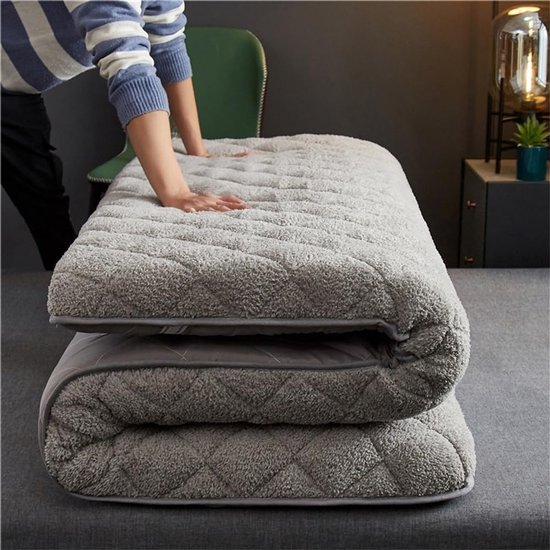 Vloermatras - Japanse futon slaapmat - Comfortabel slapen - Opvouwbaar ruimtebesparend - 90x200cm - Grijs — afbeelding 3