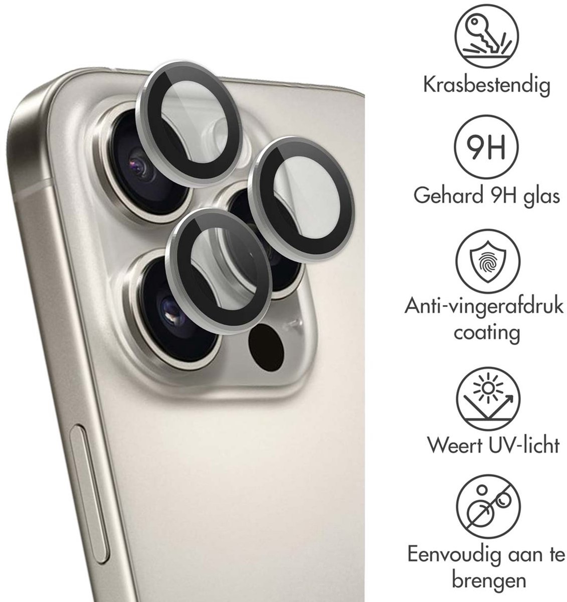 imoshion Camera Lens Protector - Geschikt voor Apple iPhone 16 Pro Max / 16 Pro - 2 Pack - Natural Titanium — cadeau in Cadeau-ideeën - foto 7