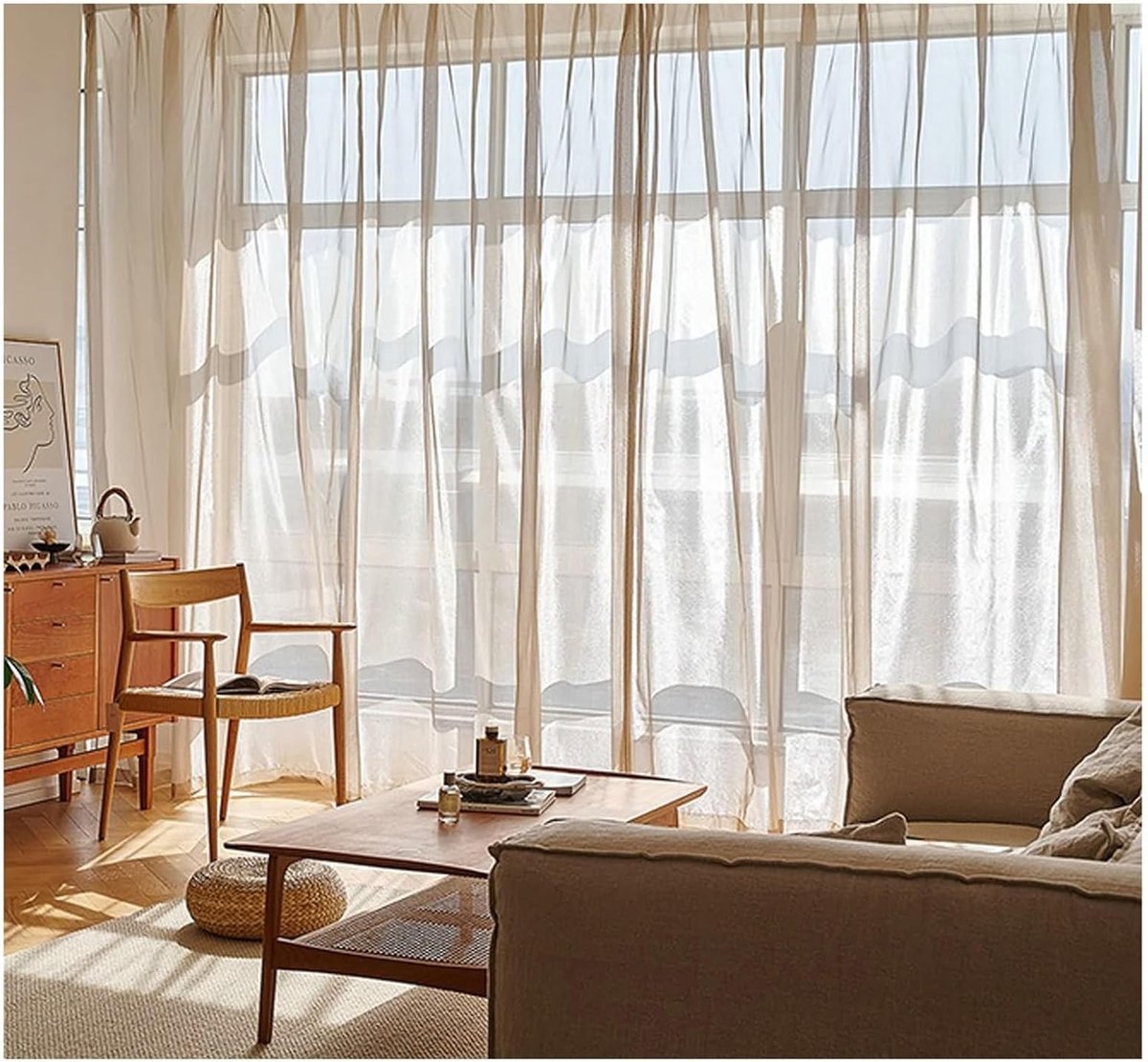 Gordijnen Set - Raambekleding - Decoratie Kamer - Semi-transparant - 86 x 160 cm - Koffie