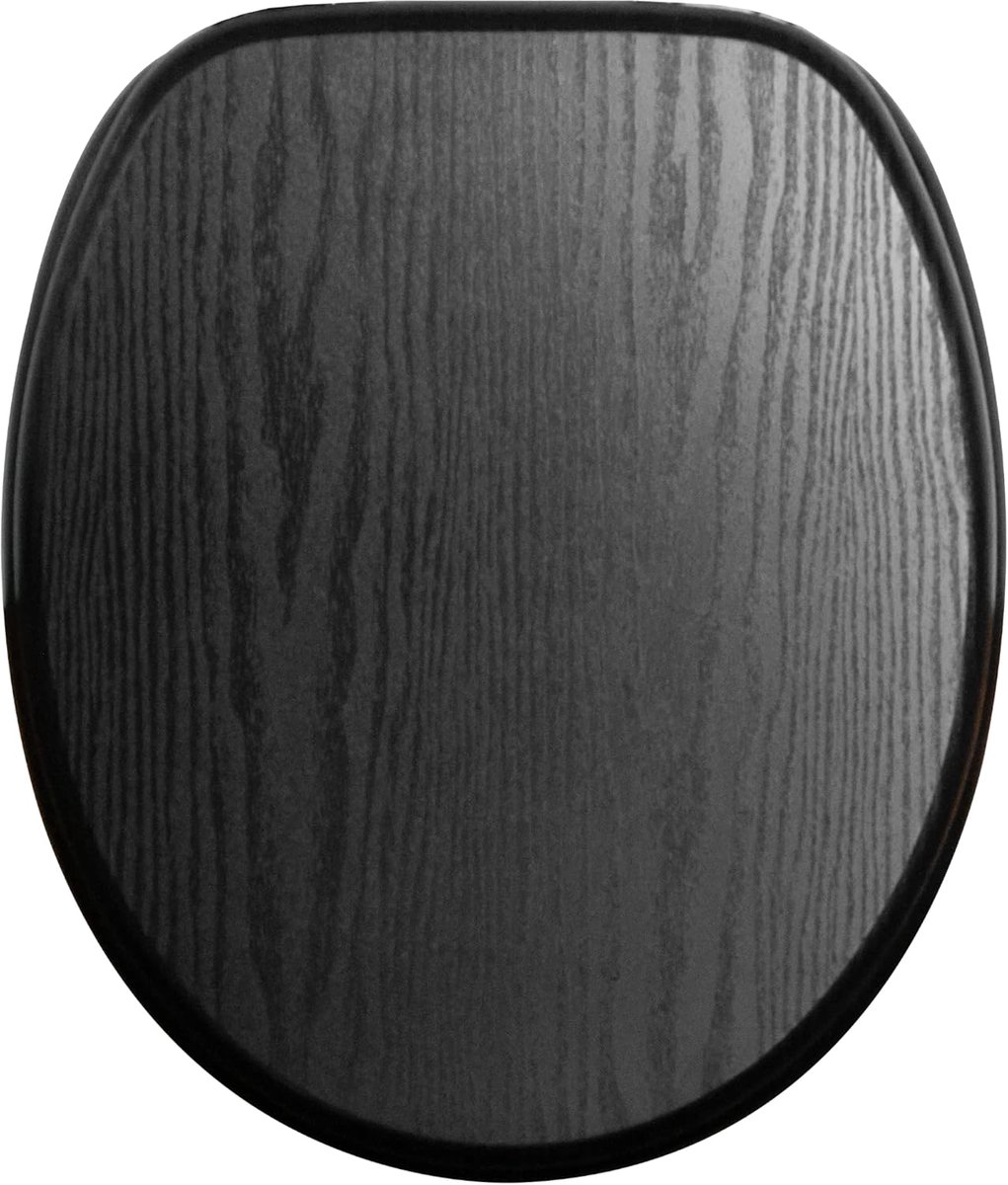 Toiletbril Hout - Toiletdeksel Zacht Sluitend - Badkamer Opfrissen - Stijlvolle Motieven - Universeel Geschikt - Zwart Hout