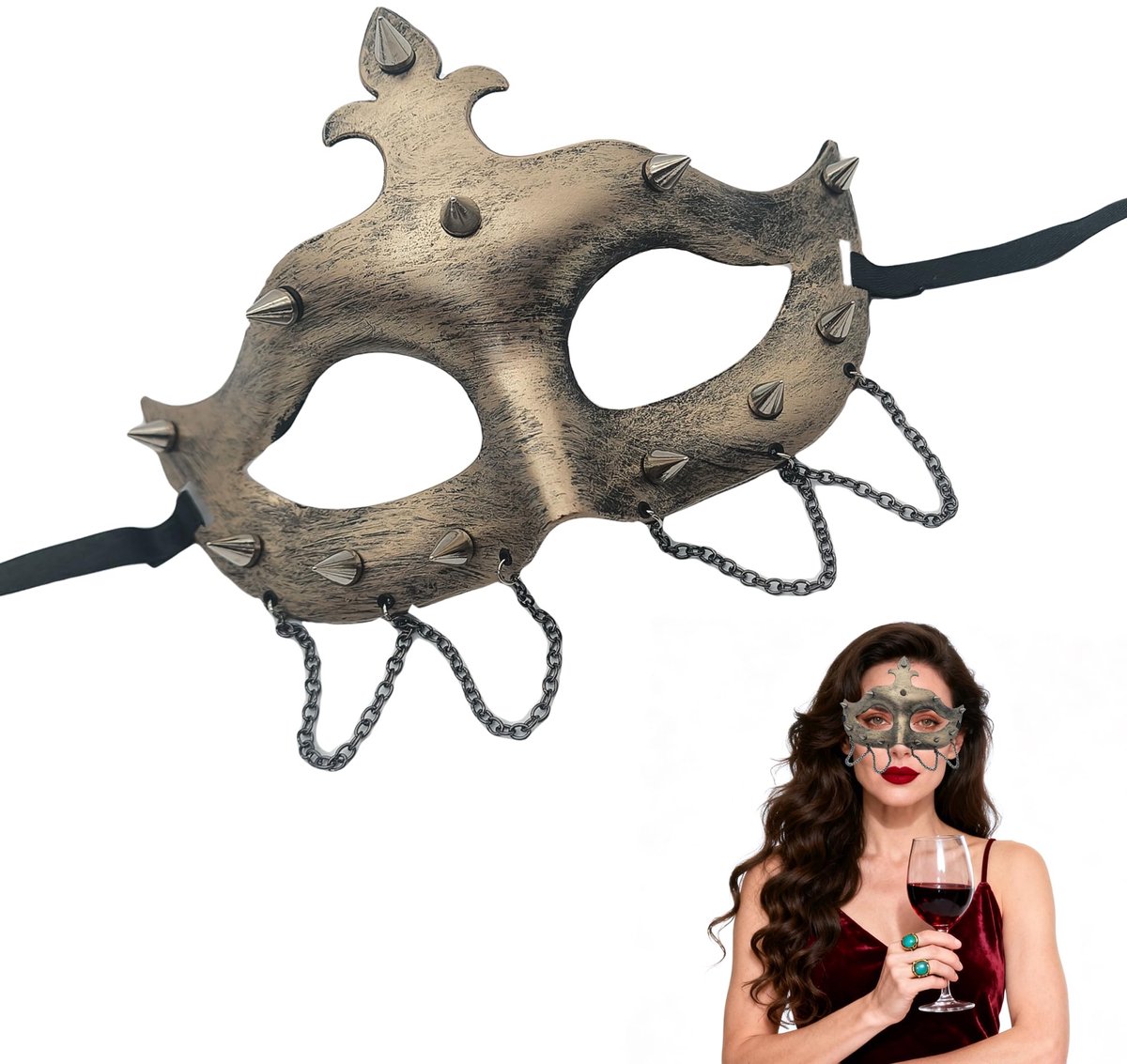 Dailygoods- Halfmasker met tandwieldesign - Steampunk masker - Kostuumaccessoire - Halloween/carnaval - Uniek retro uiterlijk - Hoogwaardig kunststof