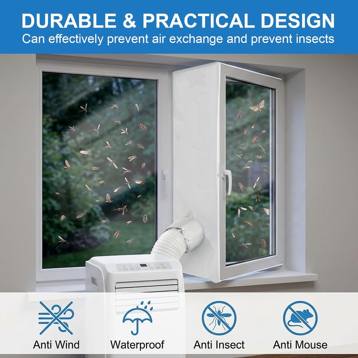 Dailygoods- Vensterafdichting universeel 400cm - Raamafdichtingskit mobiele airco - Eenvoudig te installeren - Draagbare airconditioning - Afdichting voor droger - Effectieve isolatie - Raamafdichting – foto 4