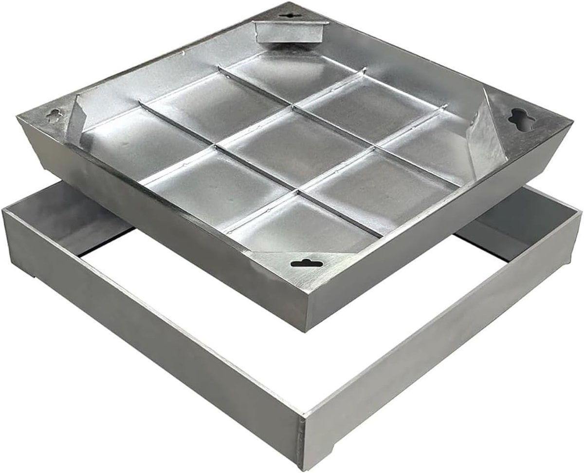 Vierkante Grondbedekker - Putdeksel Deksel - Terrassen Afwerken - Ingebouwd Handvat - 300 x 300 mm - Zilver