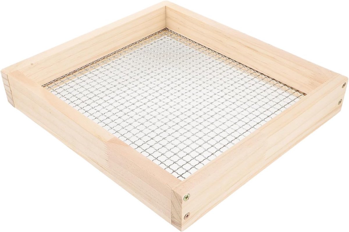 Houten Tuin Zeef - Compost Zeef - Grond Scheiden - Robuuste Constructie - 40 x 40 cm - Multicolor