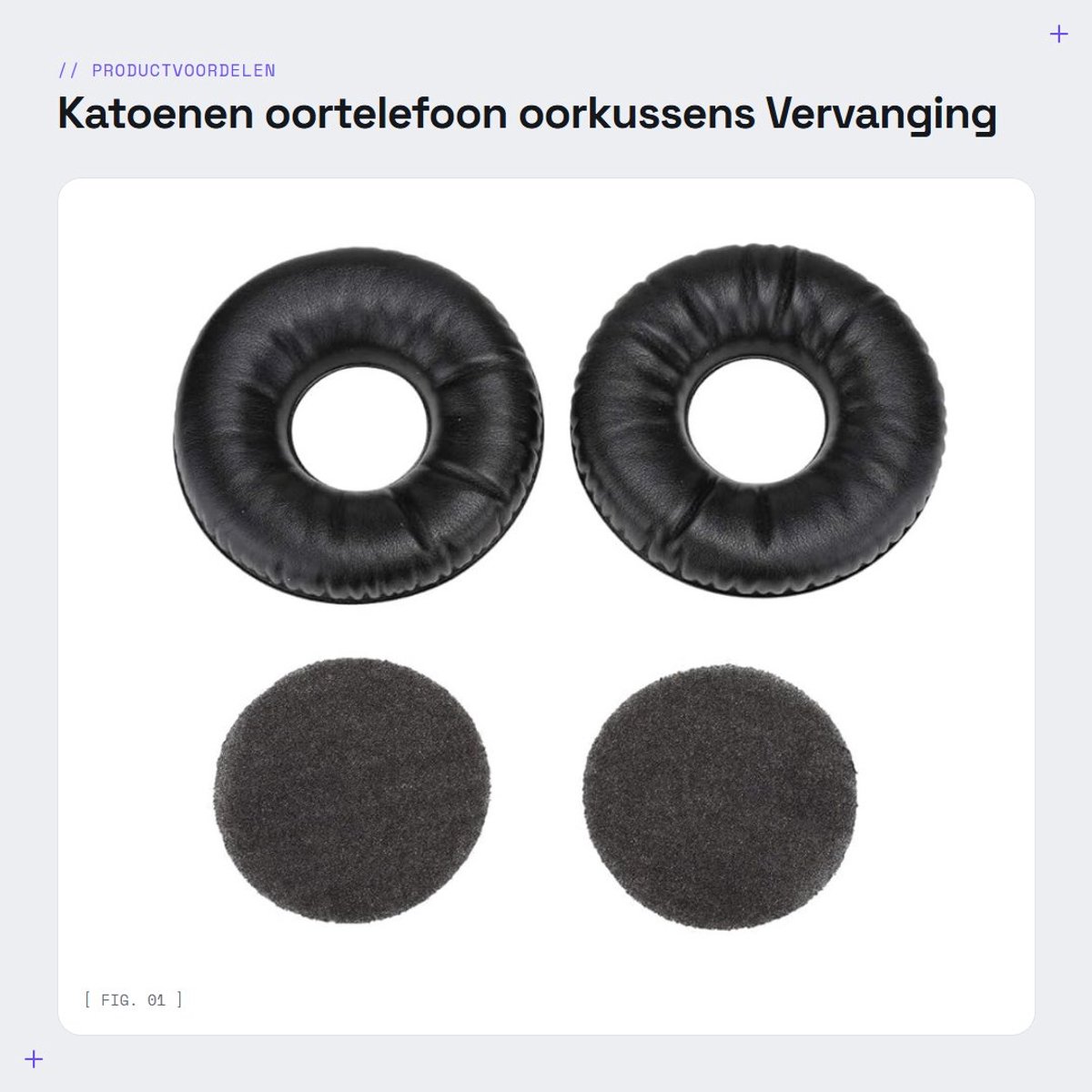 Dailygoods- Oorkussens Katoen - Vervangende Oorkussens - Compatibel met AKG K121/K121S/K141/MK II/K142 - 2 Stuks - Afmetingen 8,8 x 8,8 x 1,5 cm - Hoofdtelefoon Oorkussens
