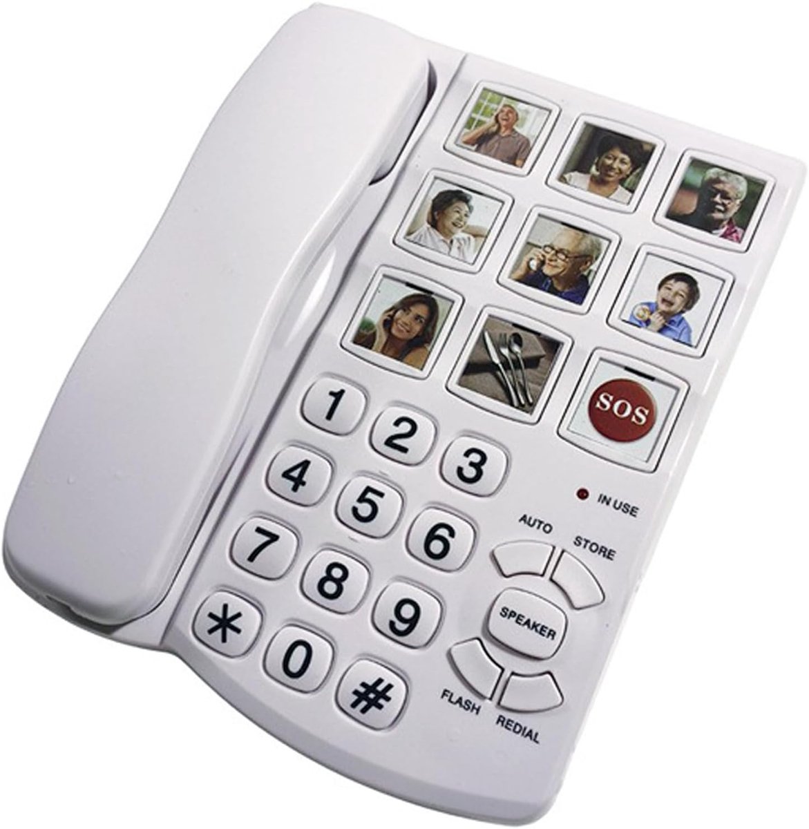 Senioren Telefoon - Vaste lijn - Gemakkelijk bellen - Grote knoppen - 23 cm - Wit