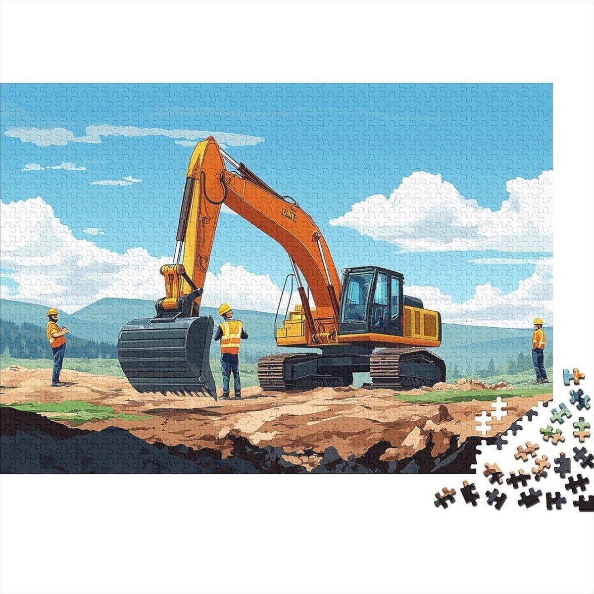 Legpuzzel 1000 stukjes - Puzzelspel Volwassenen - Ontspanning en Concentratie - Gedetailleerde Bouwplaats Illustratie - 38 x 26 cm - Multicolor