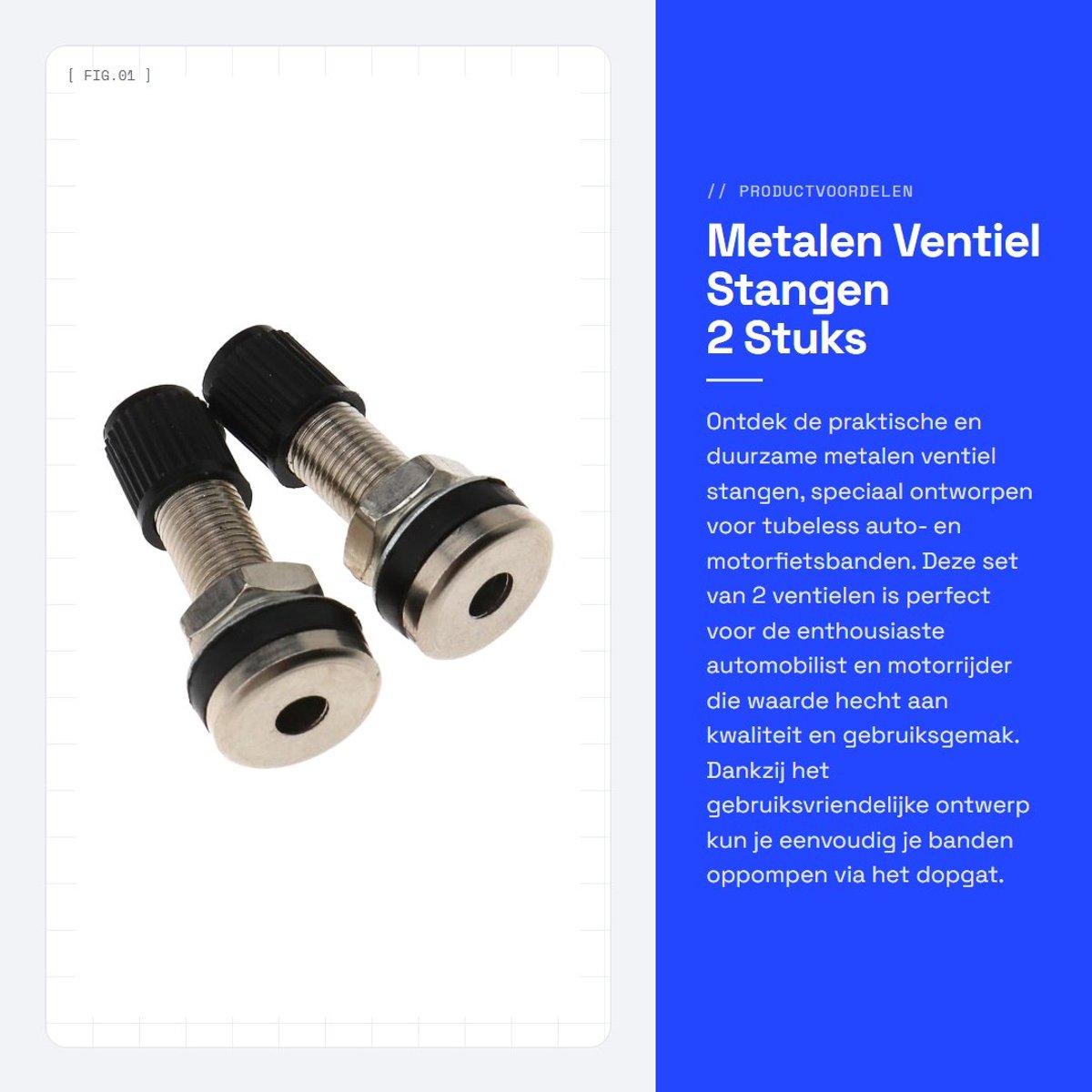 Dailygoods- Ventiel Metalen - 2 Stuks - Tubeless - Draagbaar Ontwerp - Geschikt Voor Auto/Motorfiets - Maximaal 380kp Druk - Bandventiel