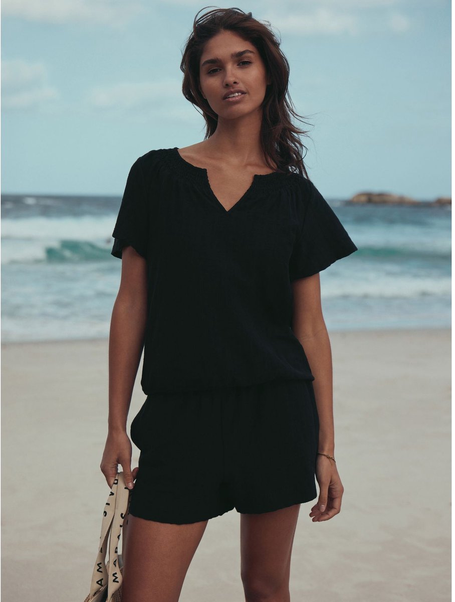 Next - Dames - Shirred Jersey Shorts - Zwart
