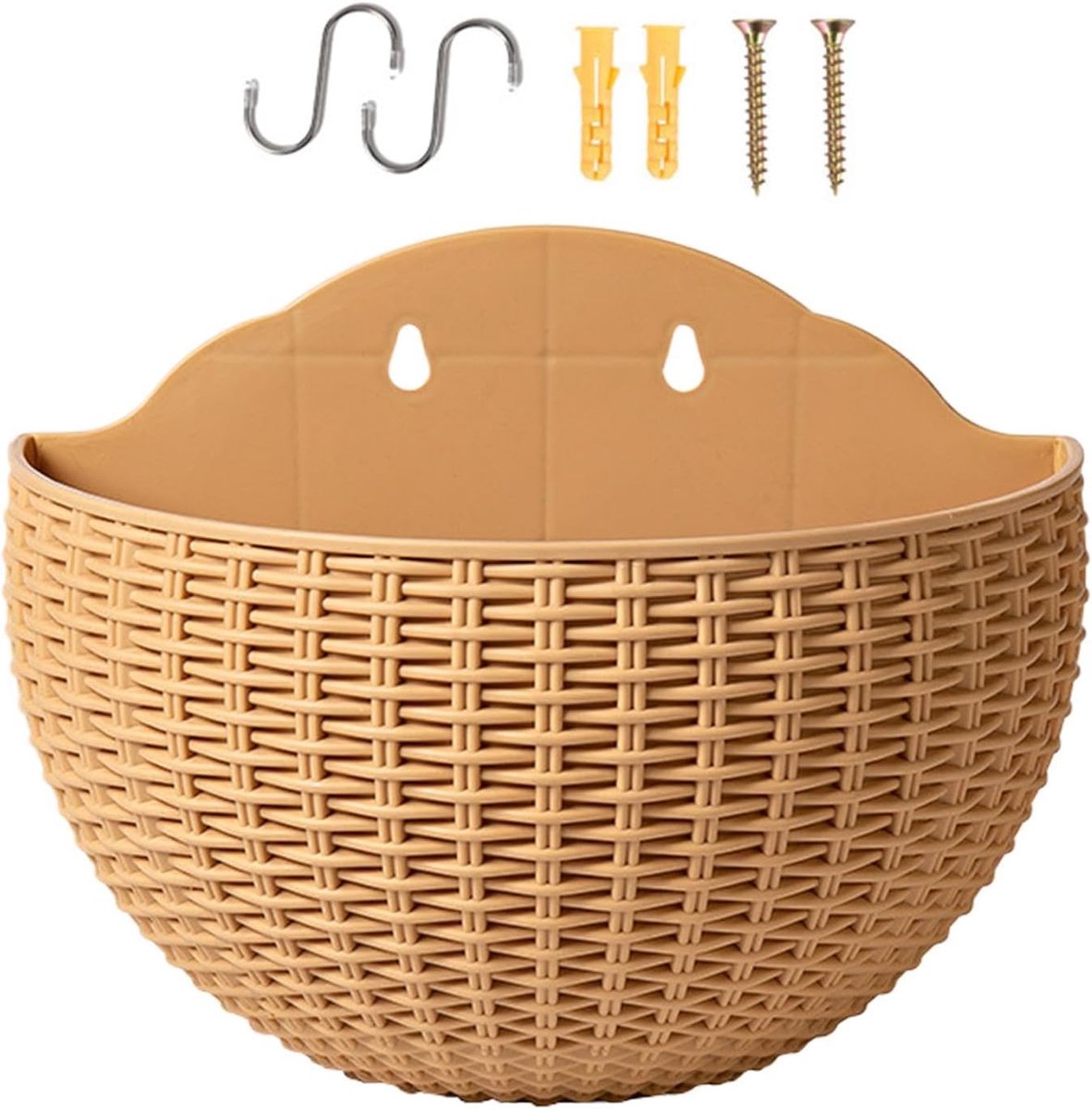 Plantenbak Halve Cirkel - Wandcontainer Bloemen - Balkon Vergroenen - Boorvrije Bevestiging - 11 x 165 x 11 cm - Khaki