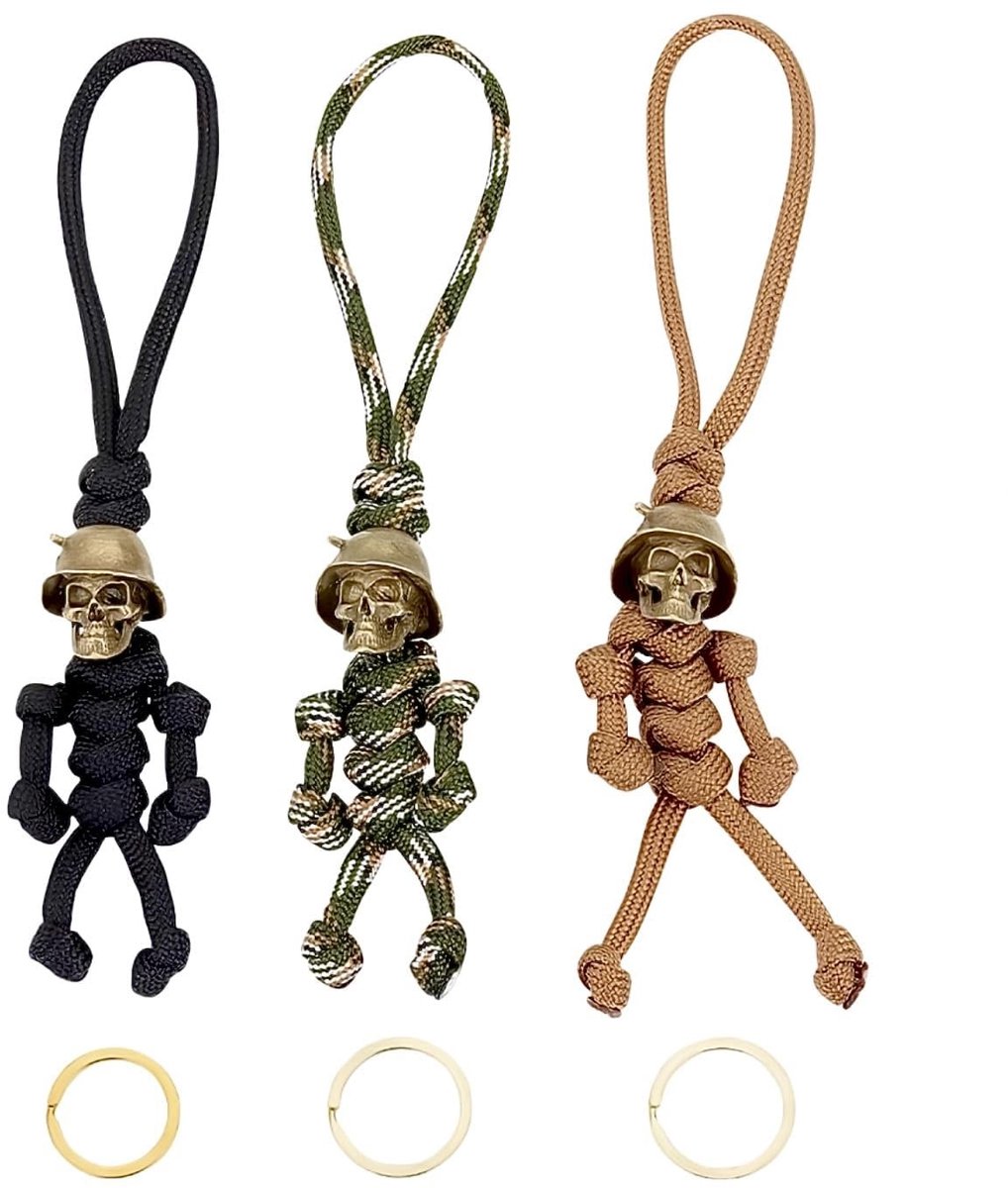 Dailygoods- Sleutelhanger - Handgemaakt - Doodshoofd - Paracord - Gepersonaliseerd - Uniek ontwerp - Ruimte voor meerdere sleutels - Sleutelband