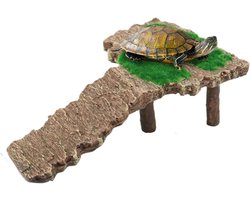 Schildpadden Terras - Rustplek Aquarium - Verbeterd Habitat - Antislip Klimladder - 8 x 14 x 4.5 cm - Natuurlijk