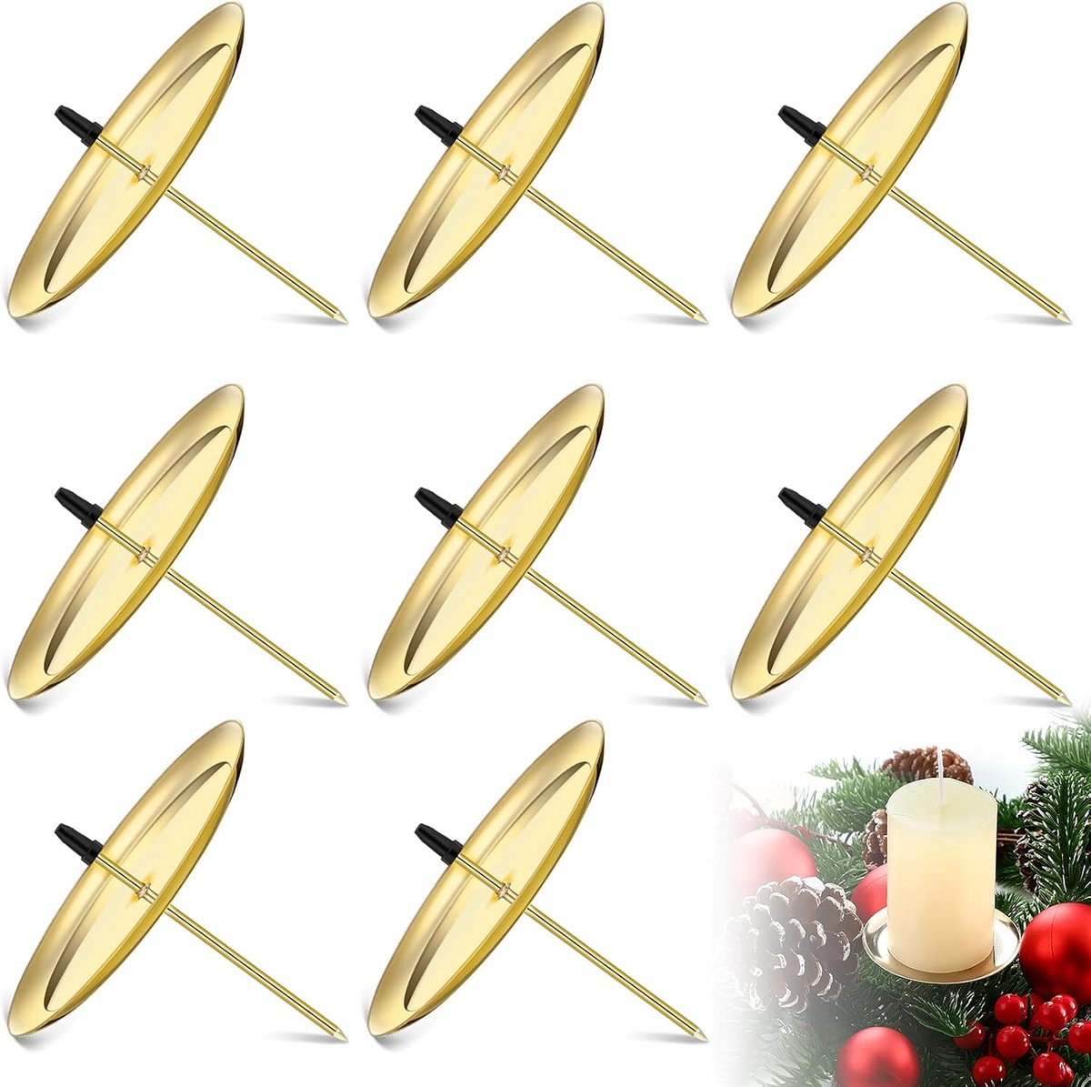 Kaarsenhouders Metaal - Kroonluchters - Decoratie Tafel - Set van 8 - 6 cm Diameter - Goud