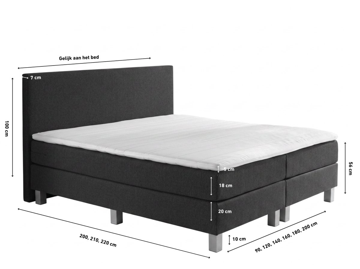 Boxspring Eefje - Leather Look - 140 x 200 cm | Inclusief gratis topper en antislip