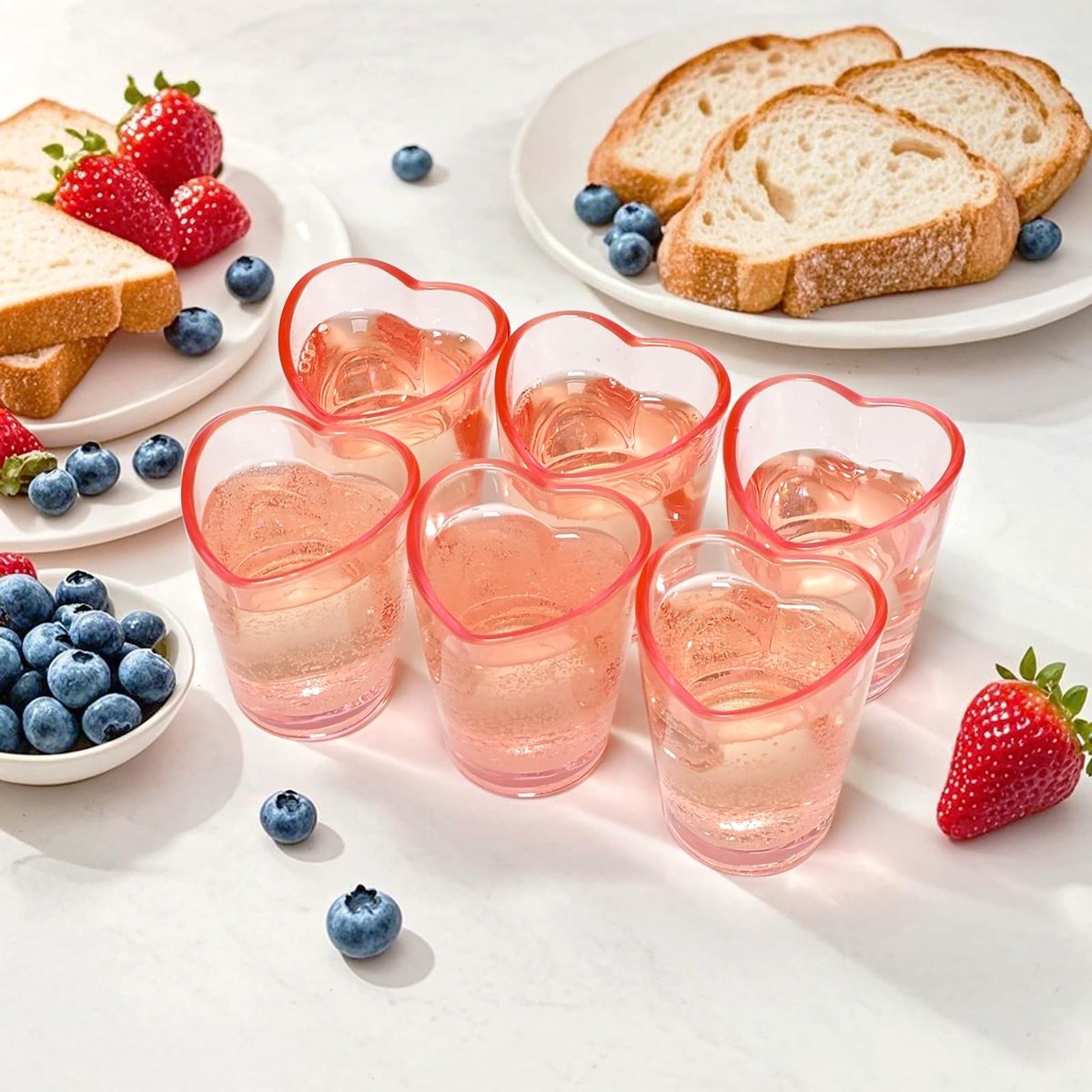 Dailygoods- Shotglazen 1,5 oz hartvormig - 6-delige set - Zware basis - Geschenkdoos - Perfect voor whisky/tequila - Charmante barbenodigdheden - Borrelglazen