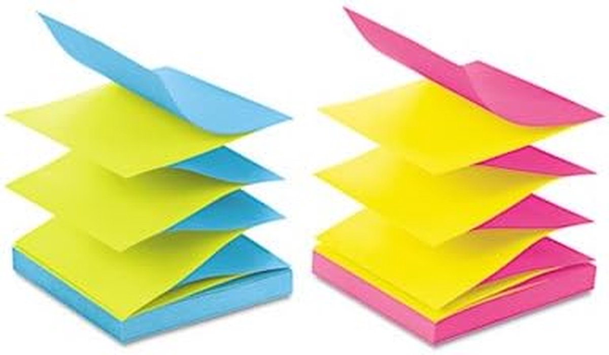 Pop-up Notities - Invulvellen Notitieblok - Snel Berichten Maken - Uniek Accordion Design - 12 Pak 100 Vel - 4 Kleuren