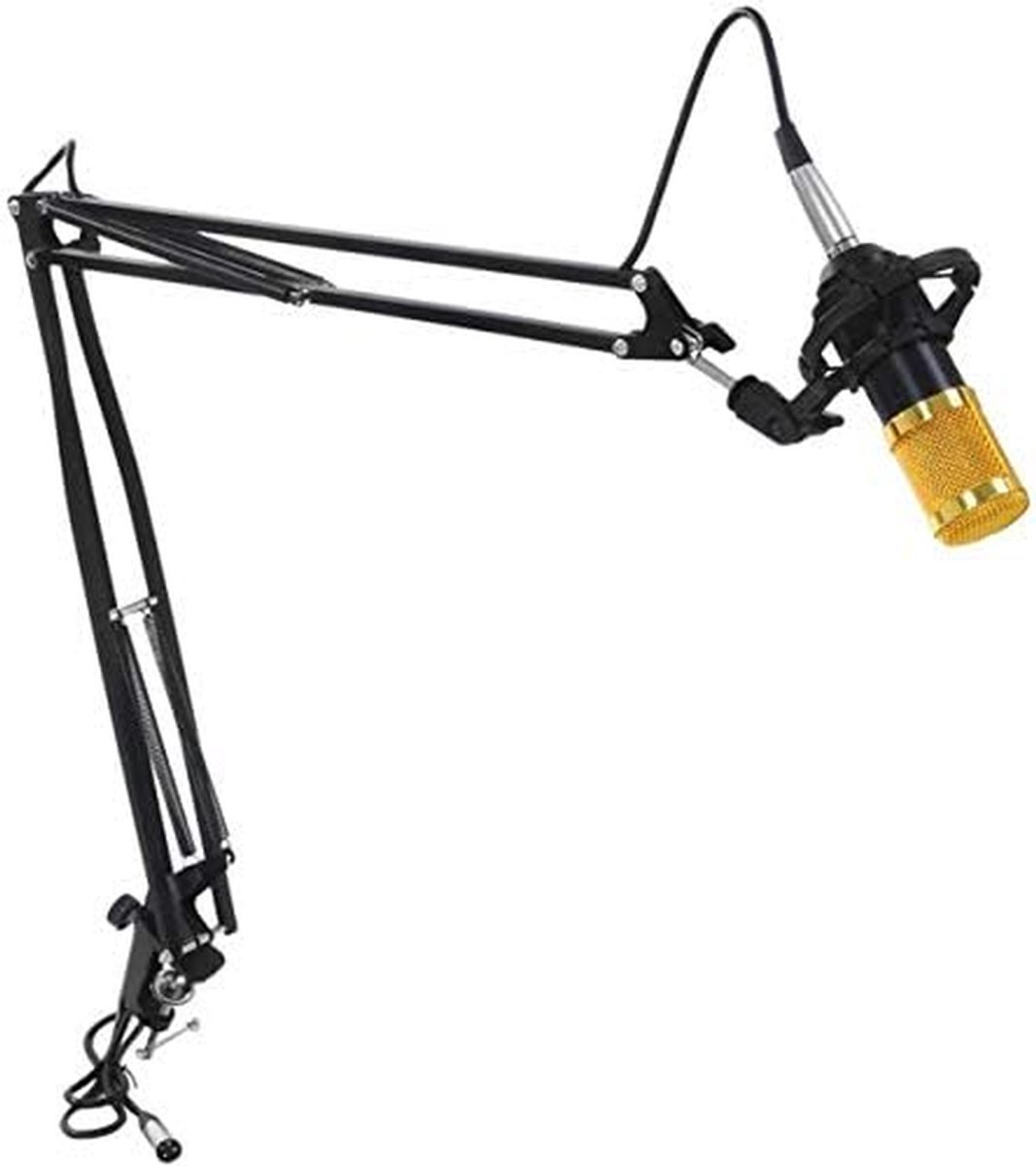 Microfoon Standaard - Microfoonarm Tafel - Podcasts Maken - Geïntegreerde Kabel - 43-105 cm - Zwart