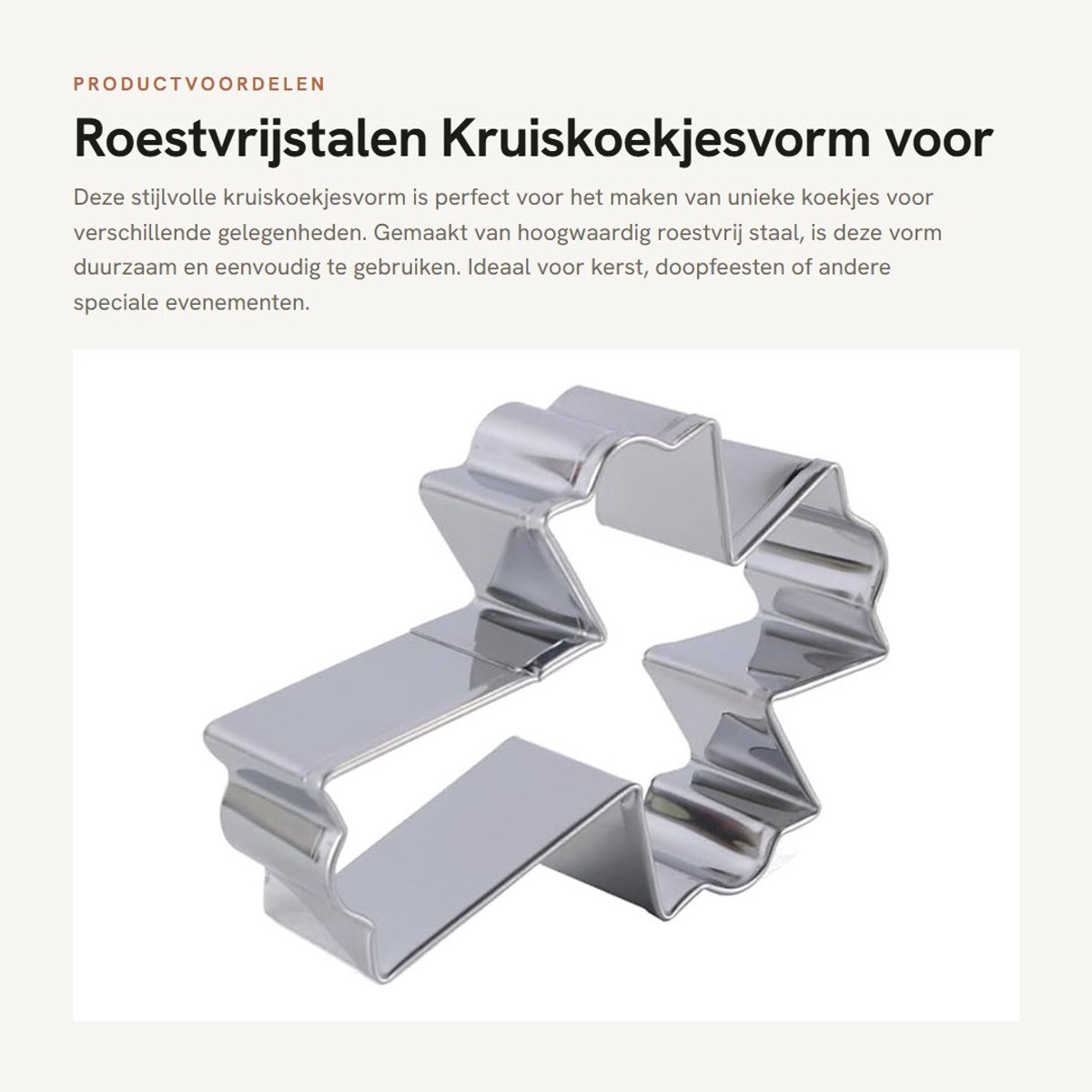 Dailygoods- Kruiskoekjesvorm Roestvrij staal - Fancy Koekjesvorm - Vaatwasserbestendig - 6,5 x 8,6 cm - Voor koekjes/deeg/snijden - Veilig en duurzaam - Koekjessteker