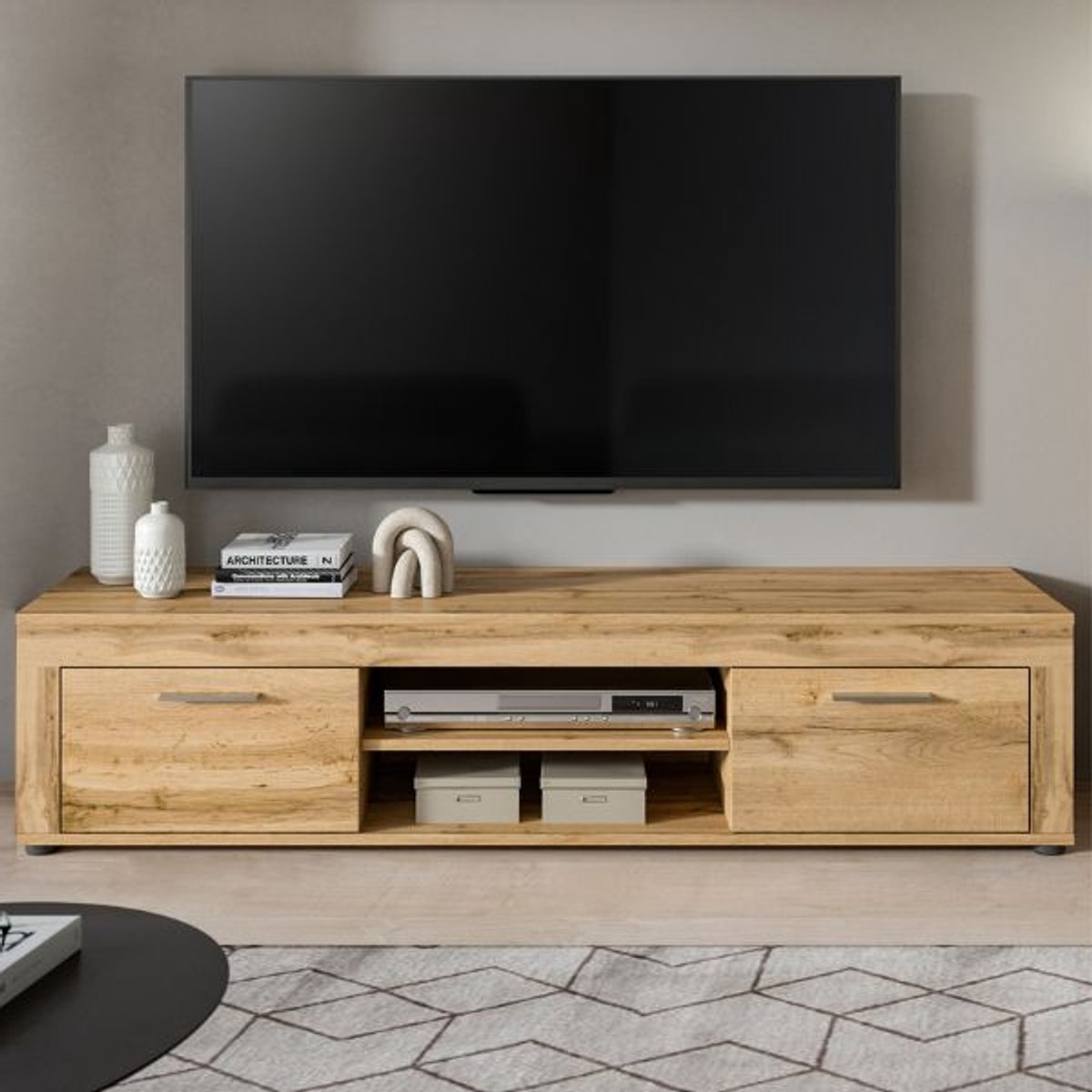 Tv-meubel Jam - 160x40x37cm - 2 Deuren - Wotan Eik