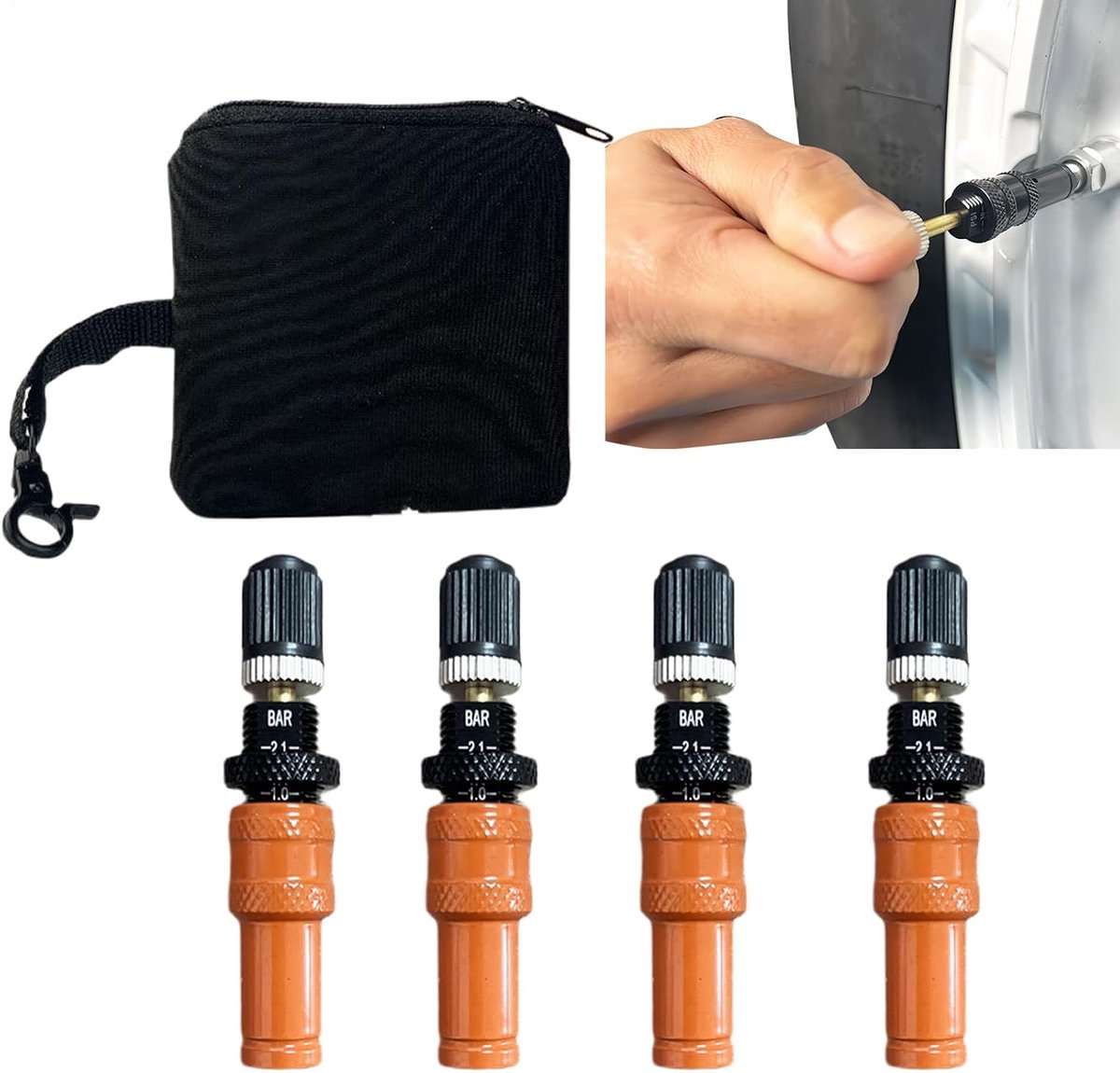 Band Deflator Klep - Luchtafvoer Tool - Bandenspanning Controleren - Precisie Instelling - 16 x 8 x 9 cm - Brons