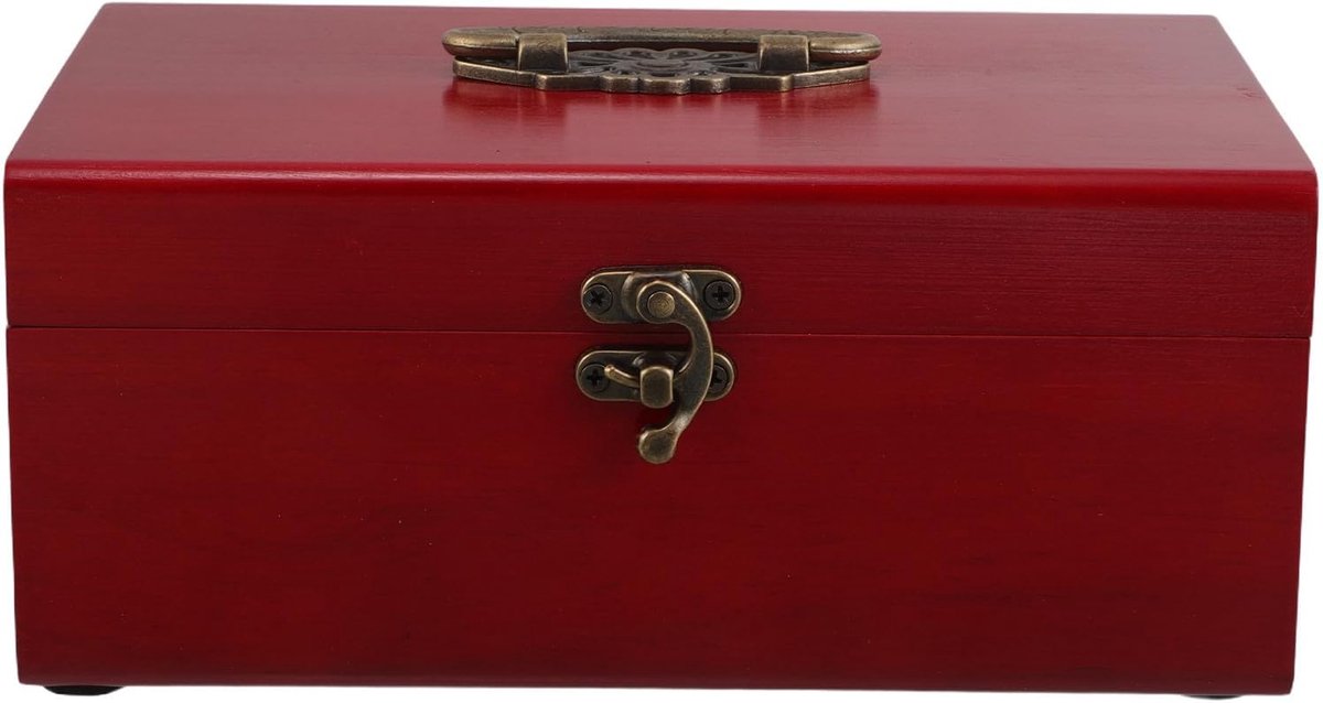 Houten Naaidoos - Naaikist Organizer - Naaibenodigdheden Opbergen - Met Sluitdeksel - 215 x 13 x 95 cm - Donkerrood